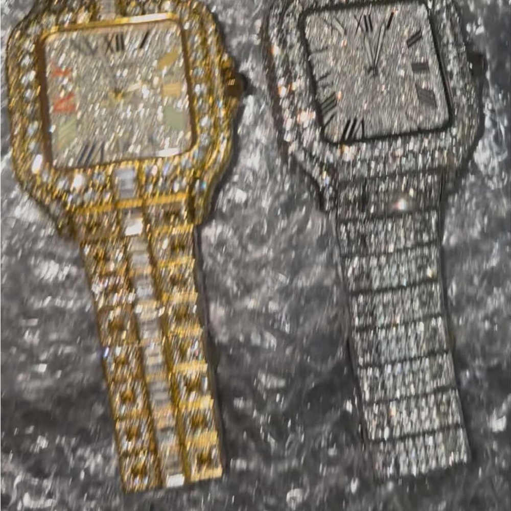 Gold and Silver Diamond-Encrusted Watches